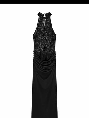 Zara Black Lace Halter Maxi Dress